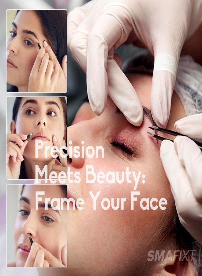 Smafixt Tweezers Set for Women and Men, Precision Stainless Steel Eyebrow & Facial Hair Tweezers for Ingrown Hair and Splinter Removal, with Travel Case - Image 2